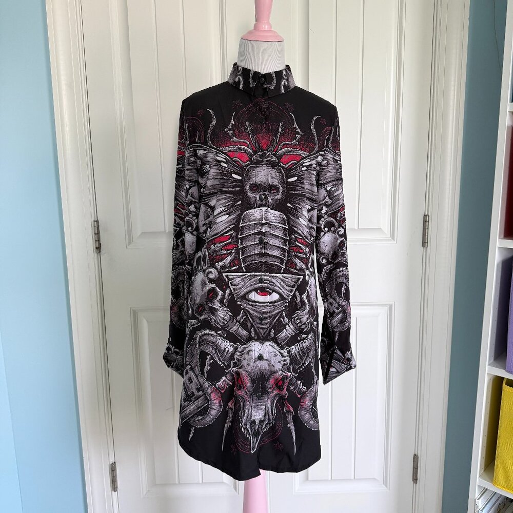 Blackmilk The Omen Long Sleeve Business Time Shirt Dress